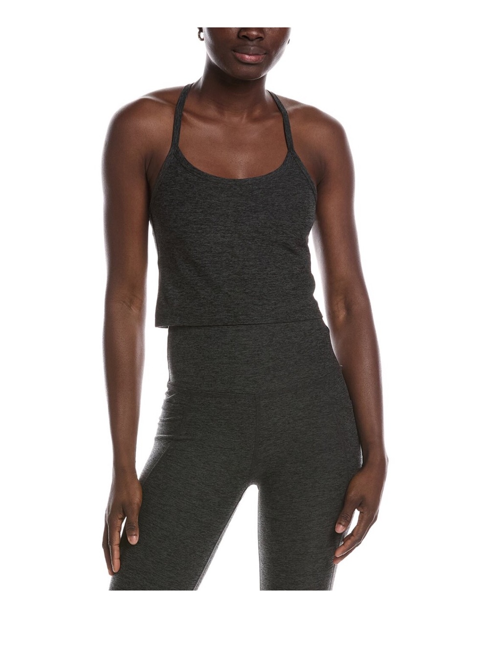 Beyond Yoga Charcoal Gray Racerback Cropped Tank